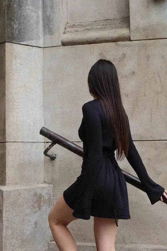 Elegant Lace-Up Bodycon Mini Dress
