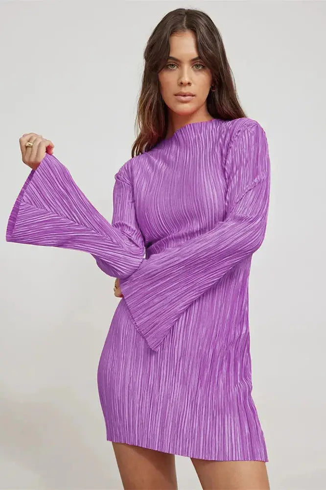 Slim Pleated Mini Dress