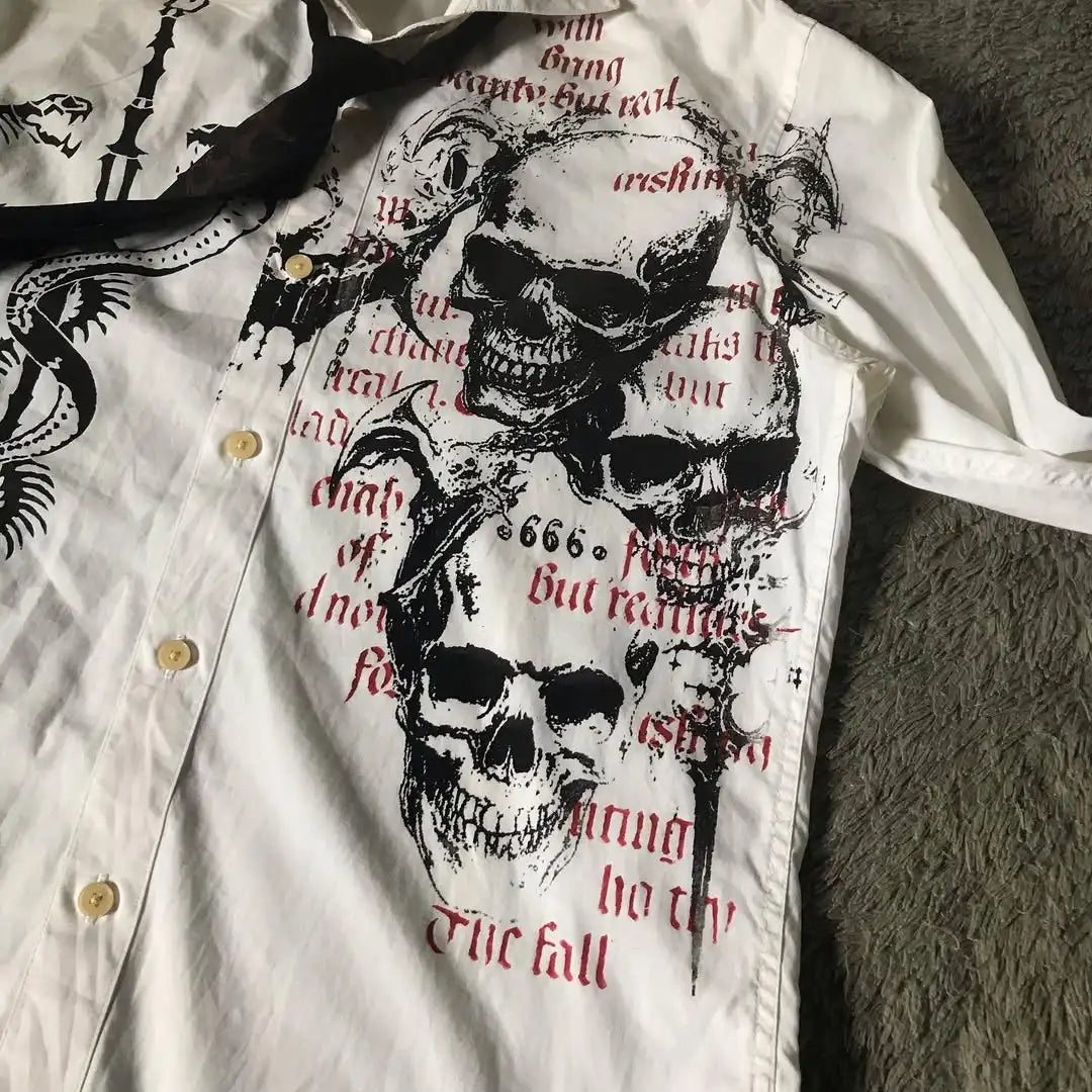 Gothic Letter Print Blouse