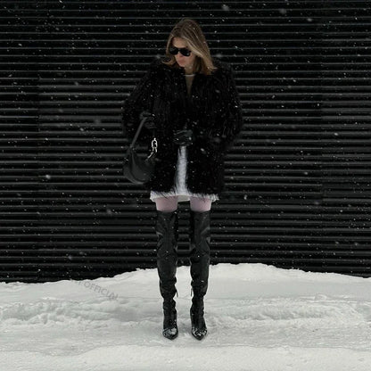 Winter Furry Faux Fur Coat Long Women Luxury Brand Tassels Fluffy Fur Jacket Female Streetwear Super Warm Overcoat