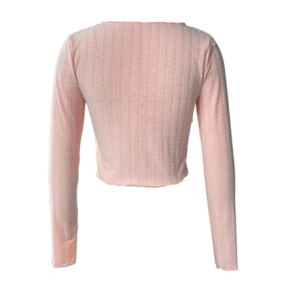 y2k Crop Top Sweet Aesthetic Clothes Lace Patchwork Long Sleeve T Shirt with Bow Decor 2000s Clothing Streetwear