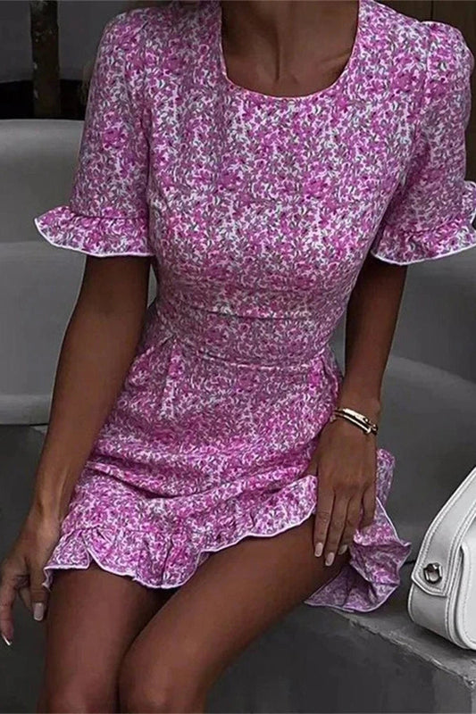 Short Sleeve Patchwork Mini Dress