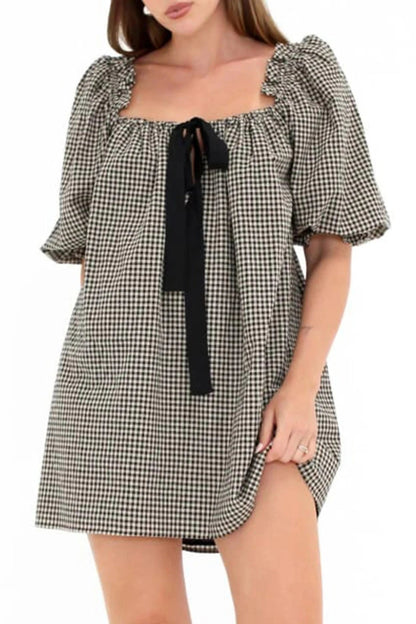 Puff Sleeve Loose Mini Dress