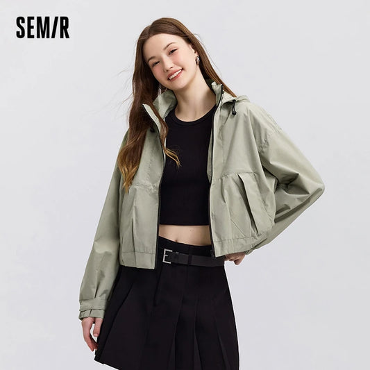 Outerwear Women Short Style Loose for Petite Women Spring Instagram Trendy Detachable Hooded Jacket Outdoor Style