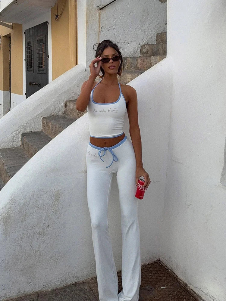 Casual Lace-Up Pants Set