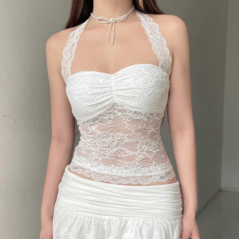 Lace Patchwork Halter Corset