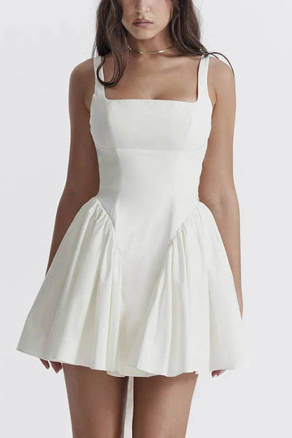 Sleeveless Pleated Backless A-Line Mini Dress