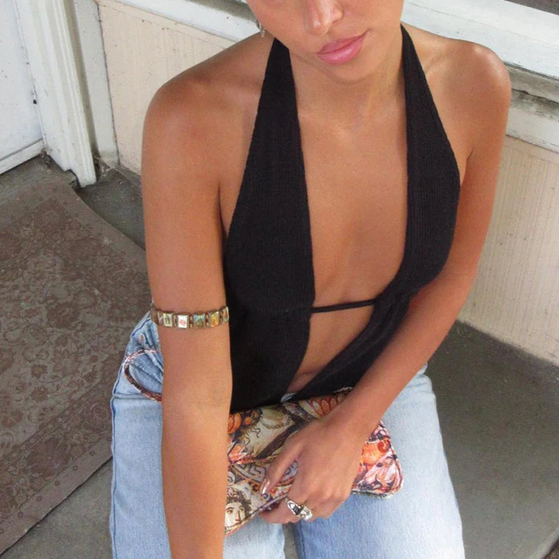 Spring summer Europe and the United States cross-border women’s halter strap sexy halter sleeveless vest slim top