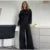 Casual Women’s 2-piece Solid Pants Sets Long Sleeve O-neck Sweatshirts Wide Leg Pleated Trousers  Autumn Lady Lazy Tracksuit