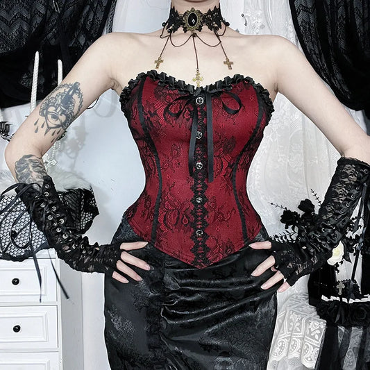 Lace Trim Backless Corset