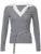Gray Ribbed Slim Basic Long Sleeve Tee With Belts Contrast Patchwork Turn Down Collar Pullover Top T Shirt Women Autumn Winter