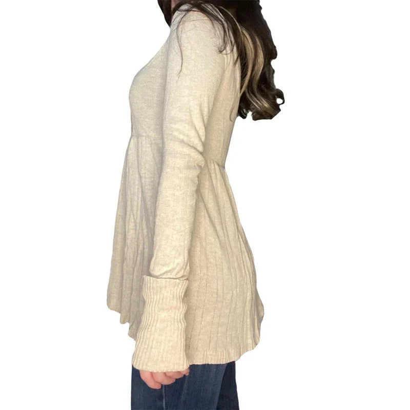 Vintage Babydoll Tops Pullovers Lady Aesthetic Coquette Knit Sweaters Outfit Square Neck Long Sleeve Knitwear Jumpers Y2k