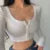 Sexy Women’s V-Neck Tank Tops T-Shirt Short Sleeve Solid Color Button Crop Top Clubwear Top Summer Slim Short T-Shirt For Womens