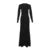 Sexy Slim Ruched Flower Maxi Dress For Women Long Sleeve Solid Party Streetwear Outfits Elegant High Elasticity Dresses