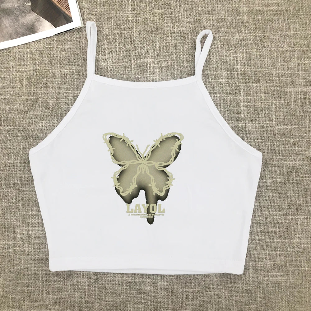 Pure wind short short sleeve female Korean spice girl round neck print wearing top with shoulder slimming T-shirt trend