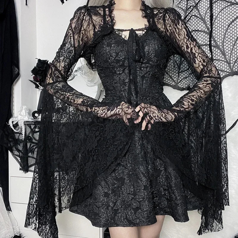 Long Sleeve Punk Mesh Top