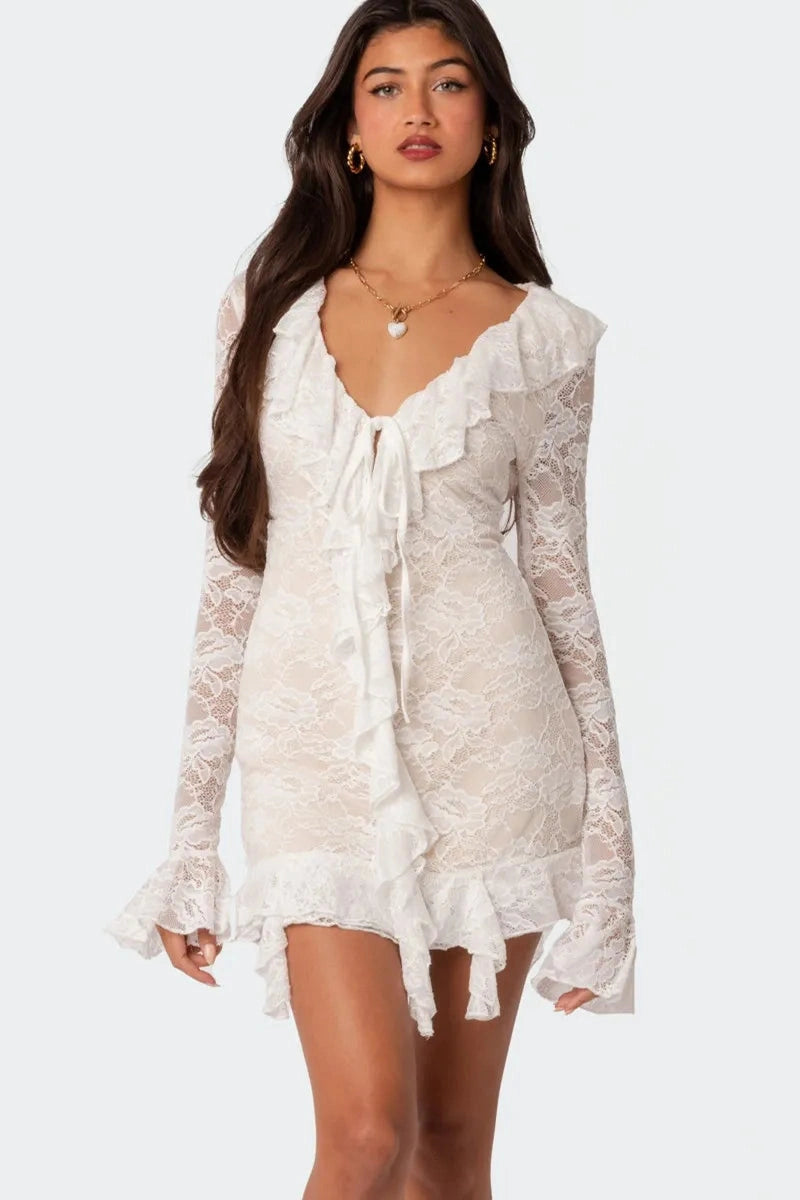 Lace Long Sleeve Bodycon Mini Dress