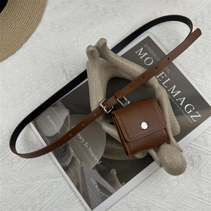 Solid Vintage Mini Handbags All Match Y2k Aesthetic Simple Belt Top-Handle Bags Casual Waist Packs Trendy