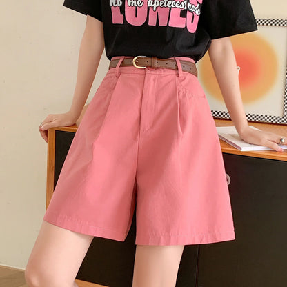 Women's Workwear Shorts High Waist Loose Casual Wide Leg Fashionable Shorts