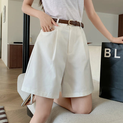 Women's Workwear Shorts High Waist Loose Casual Wide Leg Fashionable Shorts