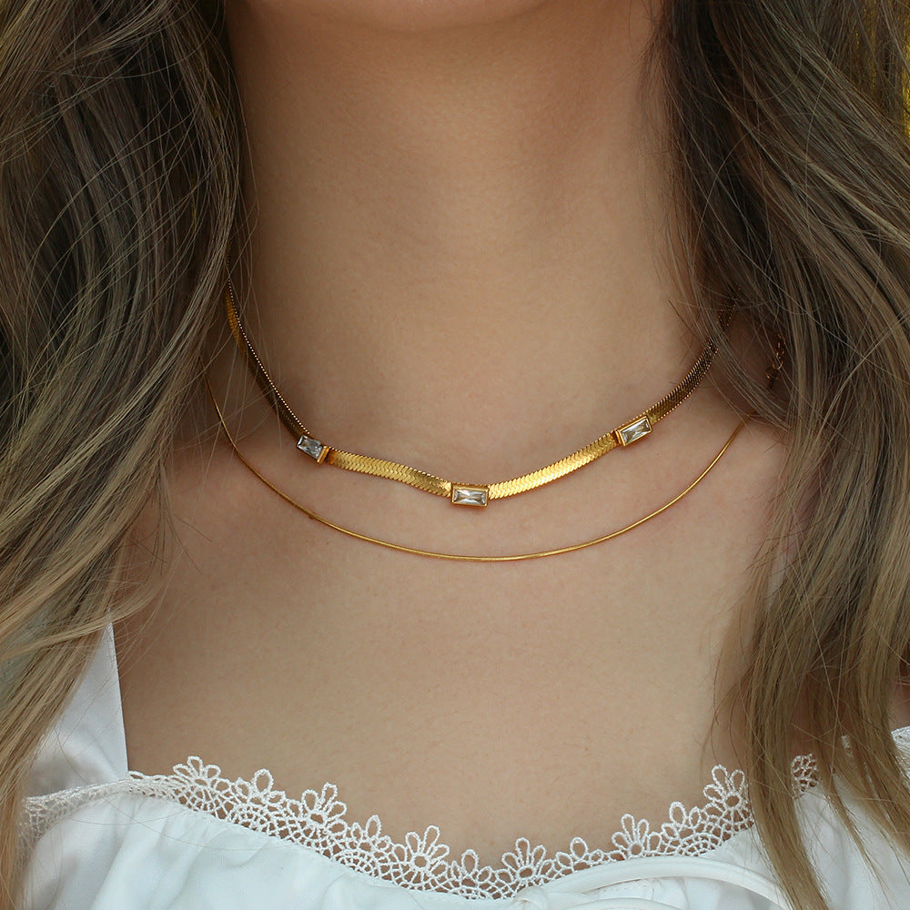 Seraphina Herringbone Gold Necklace