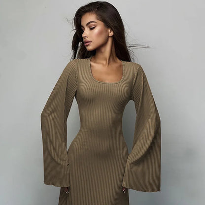 DressBetty - 2024 Elegant Bodycon Flare Sleeve Maxi Dress