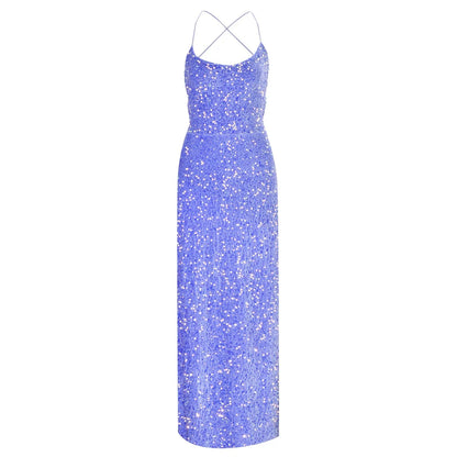 FashionSierra - Sexy Sequins Halter Glitter High Split Evening Elegant Shiny Slim Long Dress