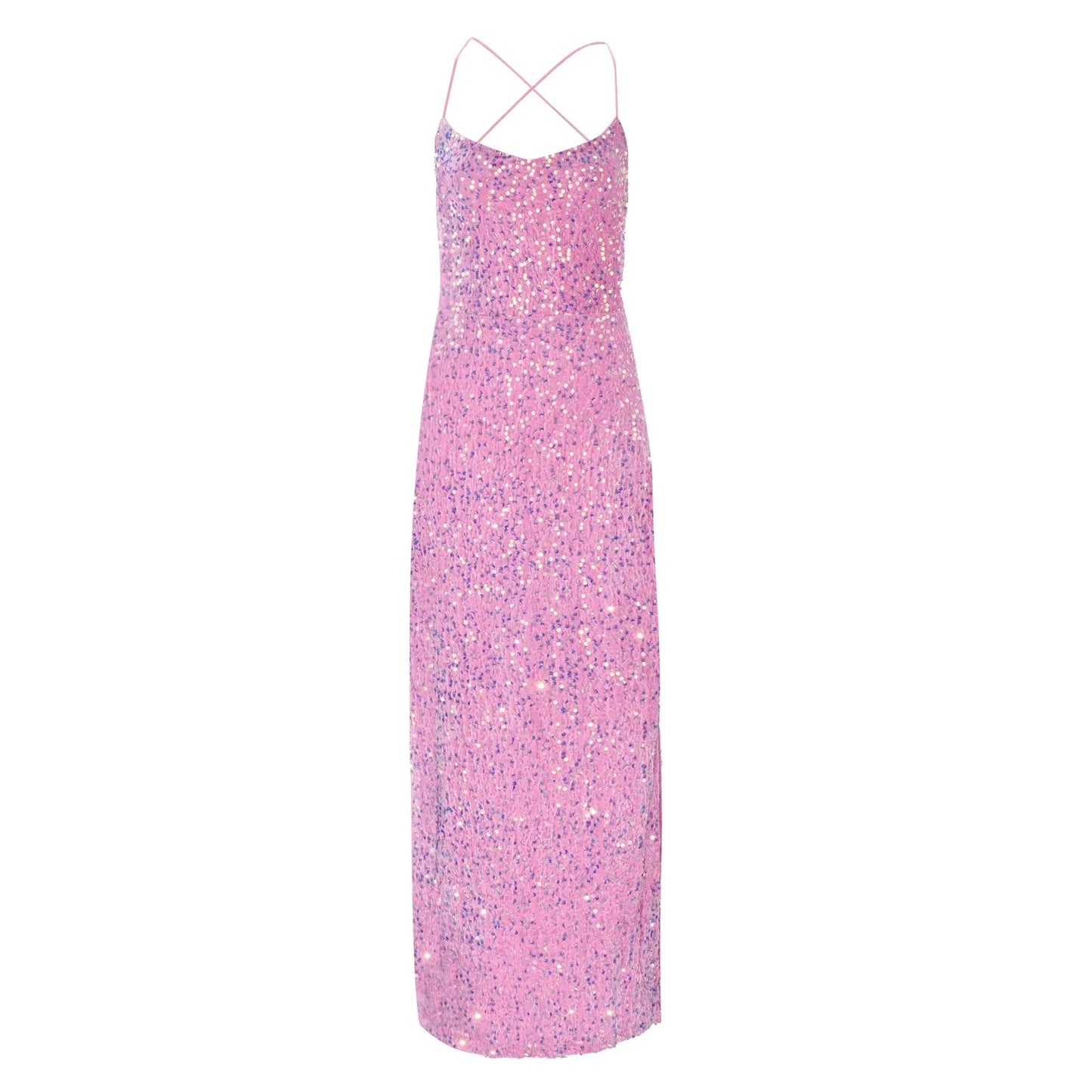 FashionSierra - Sexy Sequins Halter Glitter High Split Evening Elegant Shiny Slim Long Dress