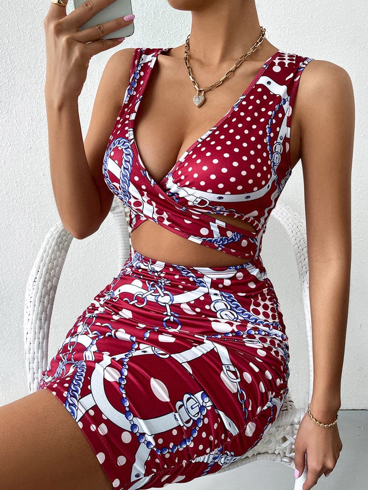 DressBetty - Sexy Sleeveless Deep V Cutout Party Mini Dress
