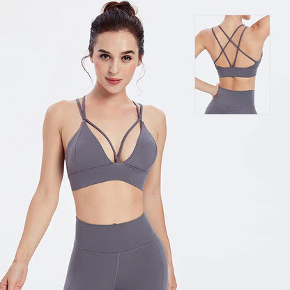 Cross Yoga Push Up Shockproof Fitness Gym Crop Tops Women Sports Bra