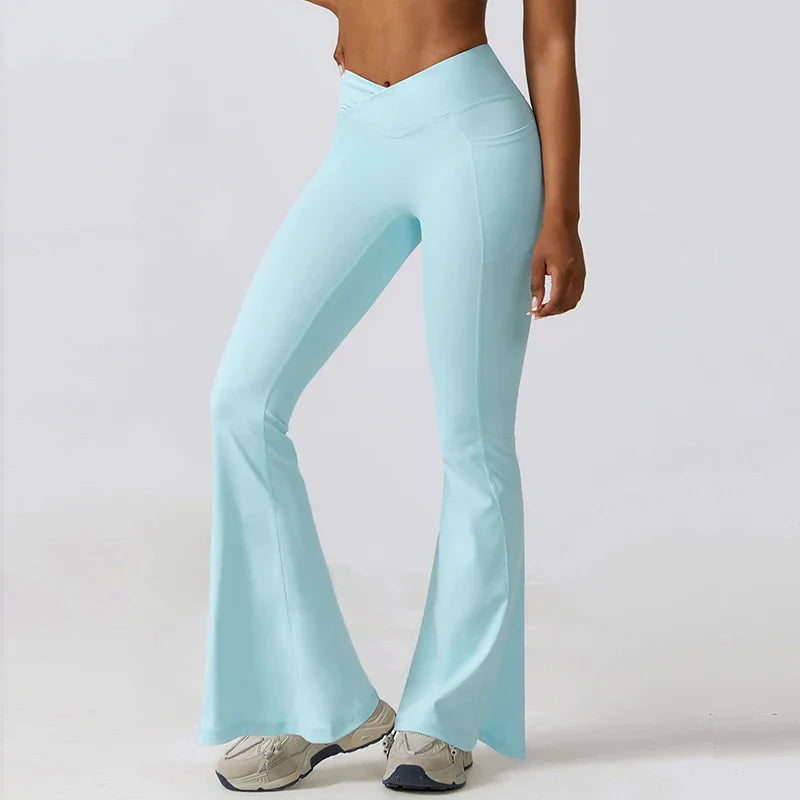 Flared Gym High Waist Dance Push Up Tights Breathable Yoga Clothes Sports Leggings