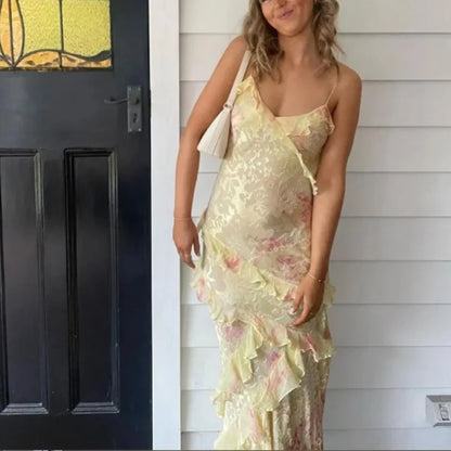 Sexy V-neck Backless Sleeveless Long Dresses Fashionable High Waist Slim Party Dress 2025 Elegant Print Women&#8217;s Evening Dress