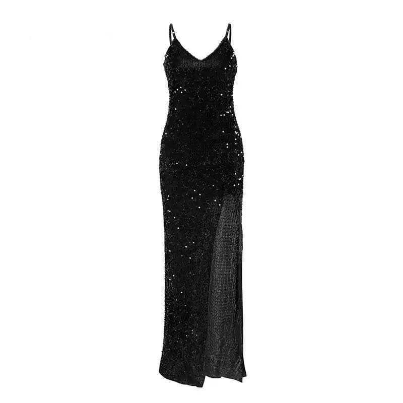 DressBetty - Sexy V-neck Sequined Long Dress