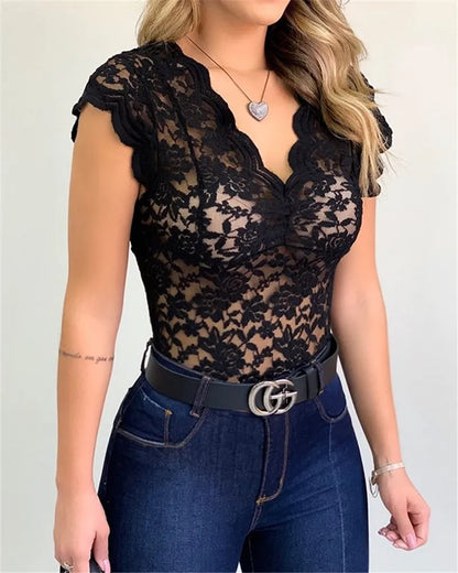 FashionSierra - 2025 New V-neck Lace Tank Vest Outwear Summer Sleeveless Bodycon Clubwear Black White Tank Vest Crop Tops