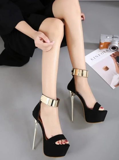 Glamorous Sexy Women__ 16CM High Heel Summer High Platform Open Toe High Heel