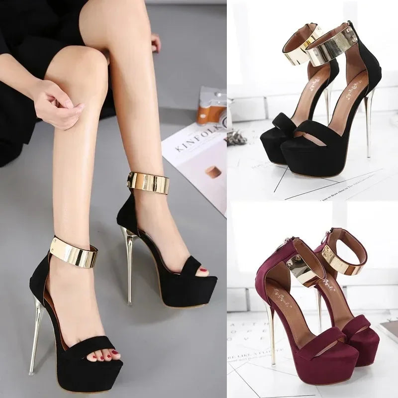 Glamorous Sexy Women__ 16CM High Heel Summer High Platform Open Toe High Heel