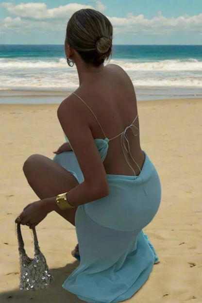 Vestido maxi bikini sexy sin espalda