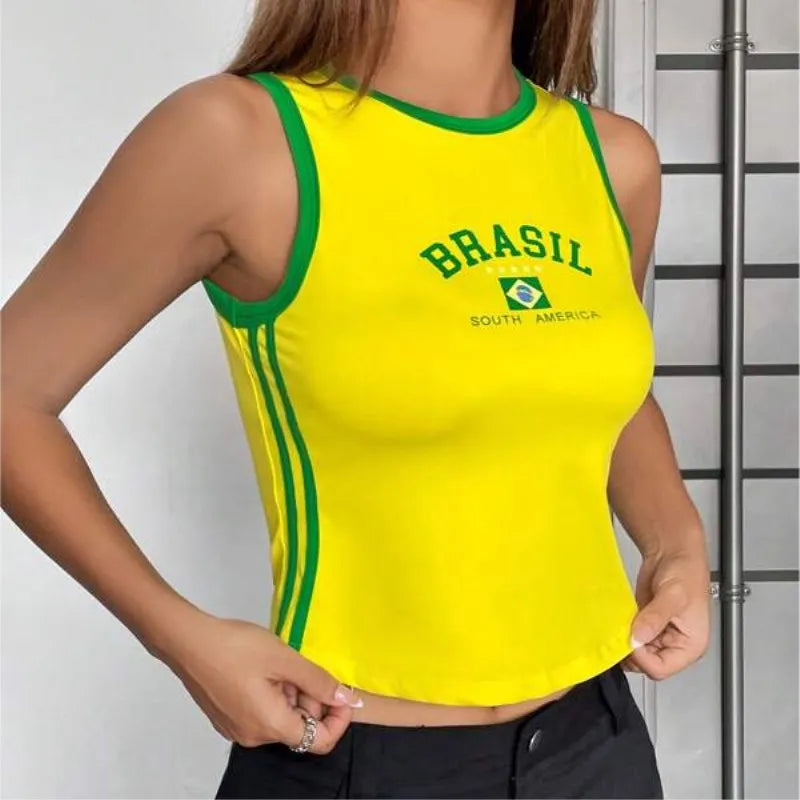 Short slim letters Europe and the United States top Y2K women’s summer vest crop sexy clothing street