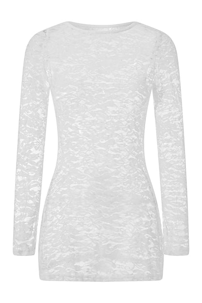 Sheer Lace Long Sleeve Bodycon Mini Dress