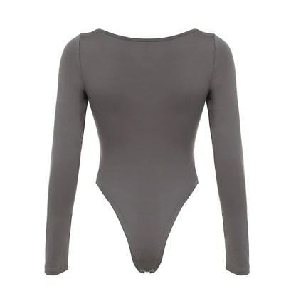 Autumn Hotsweets Slim Long Sleeve Bodysuit Women Simple Lace Trim Square Collar Bow Rompers s Trendy Clothing