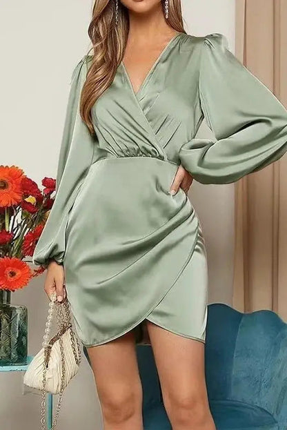 Satin Irregular Slim Mini Dress