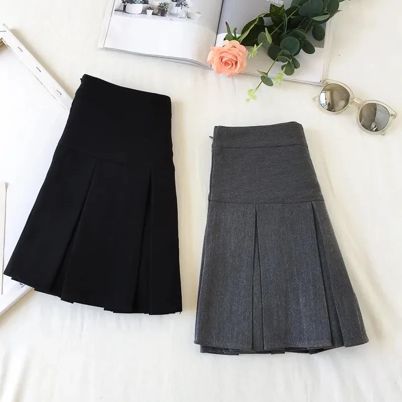 Harajuku Pleated Skirt Women Streetwear High Waist Black Mini Skirts Korean Preppy School Uniform All Match A Line Skirt