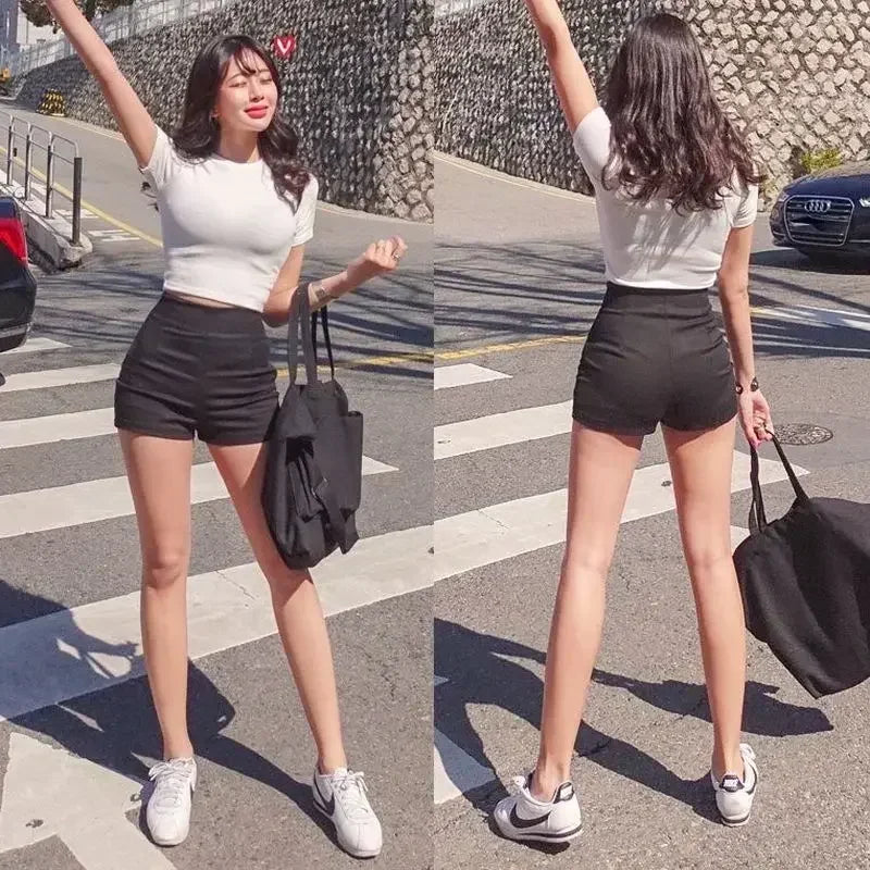 XS-4XL Streetwear Black Shorts Women Elegant High Waist White A Line Wide Leg Suit Short Sexy Club Slim Hot Short Pants New