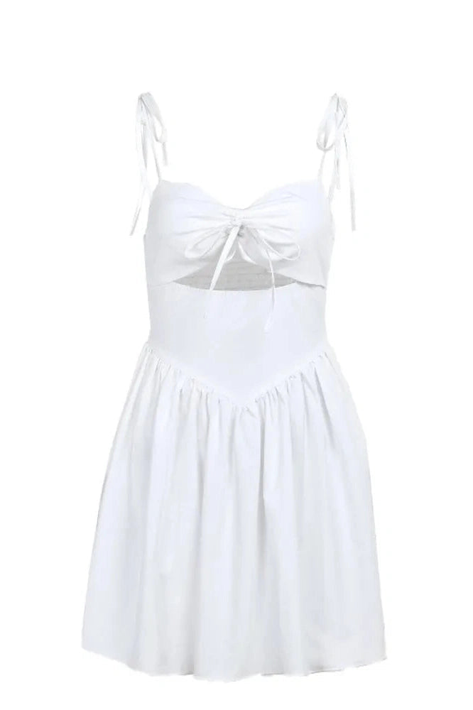 Sleeveless Hollow Out Pleated Mini Dress