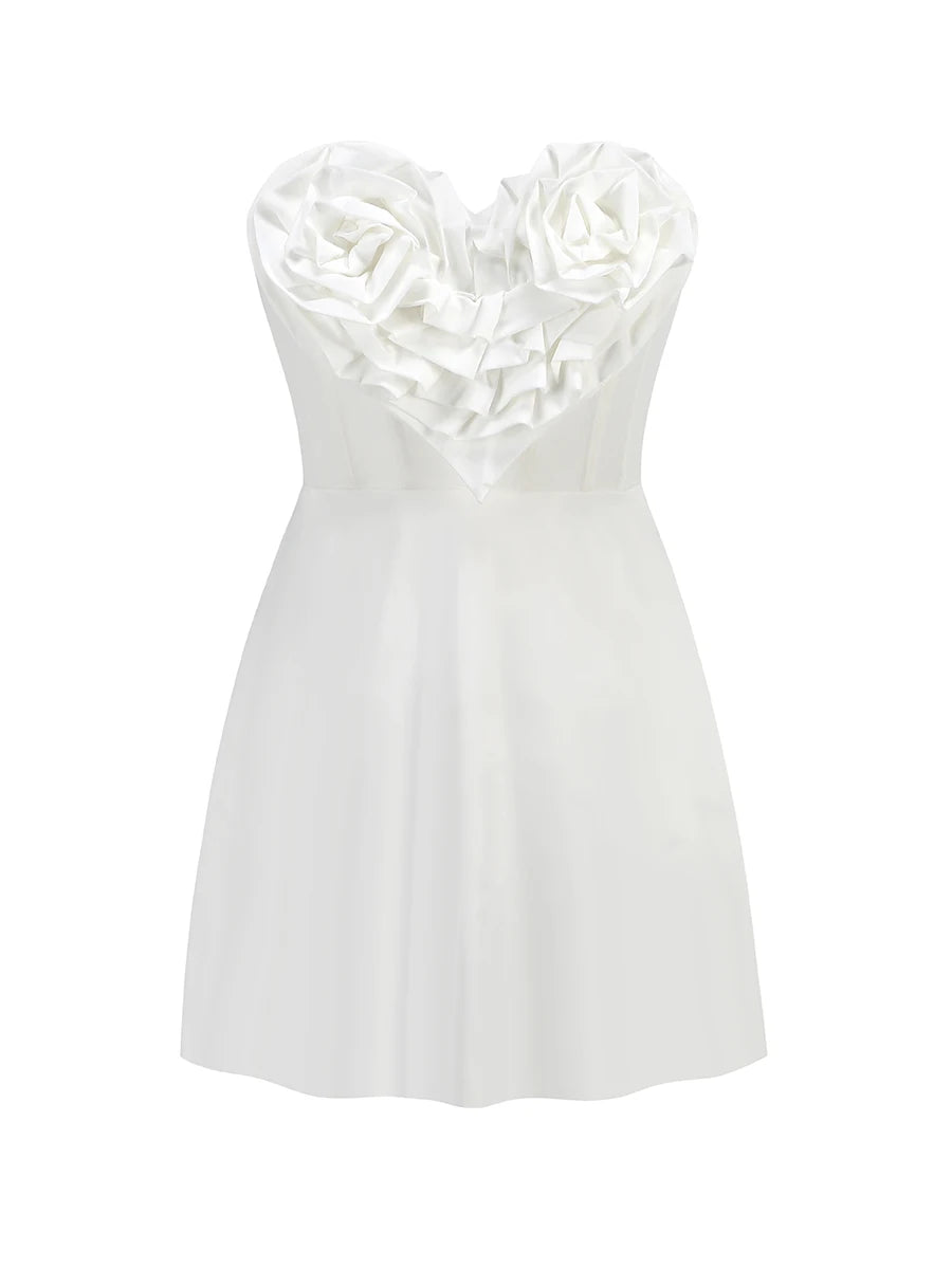 Ellora Satin Strapless Corset Heart Dress