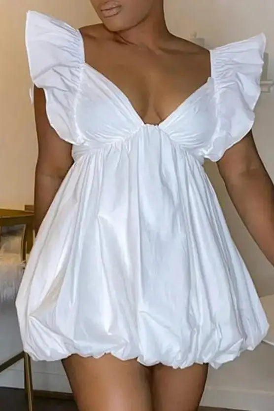Ruffled Flutter Sleeve Mini Dress