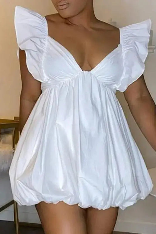 Ruffled Flutter Sleeve Mini Dress