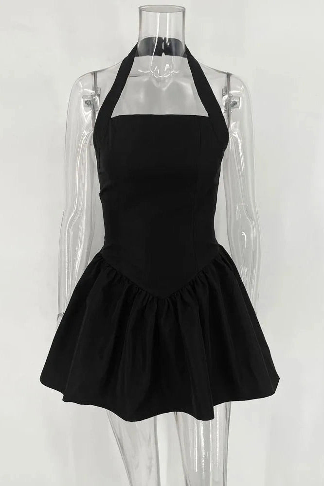 Sleeveless Backless Square Collar Mini Dress