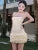 Spaghetti Strap Ruffles Sleeveelss Short Women’S Dresses Summer Casual Elegant Evening Party Bubble Fashion Clothing
