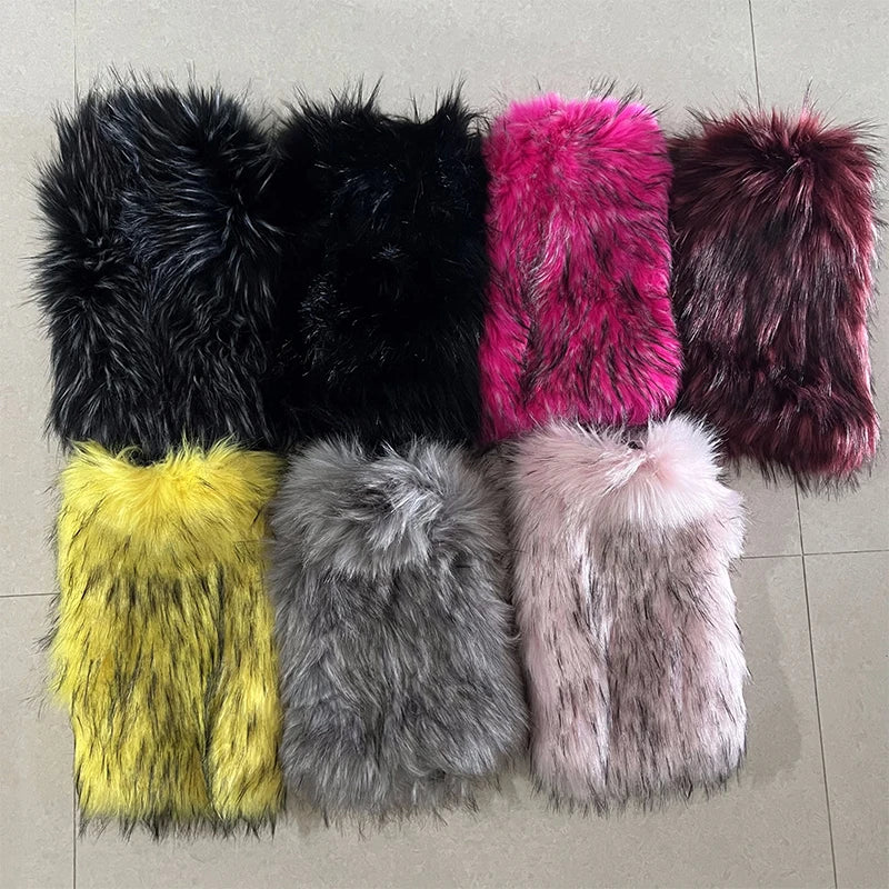 Luxury Brand Runway Fashion Fluffy Faux Fox Leg Warmers Women Thick Warm Furry Boot Covers Chic Harajuku Hot Y2k Girls Legcovers